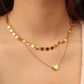 Chris April Stainless Steel 18k PVD Heart Beads Stacking Chain Necklace Set