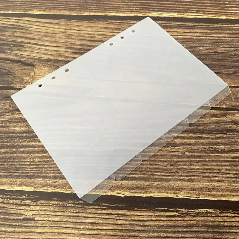 A5 clear PVC Divider for Planner Plastic Index Refill Pages with 6 Holes Loose Leaf Pvc Refill Pages with Right Tab