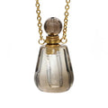Hongzhuo Essential Oil Bottles Smoky Quartz Necklace Gold Chain Bottle Perfume Pendant Charm Aromatherapy Crystal Stone Necklace Jewelry