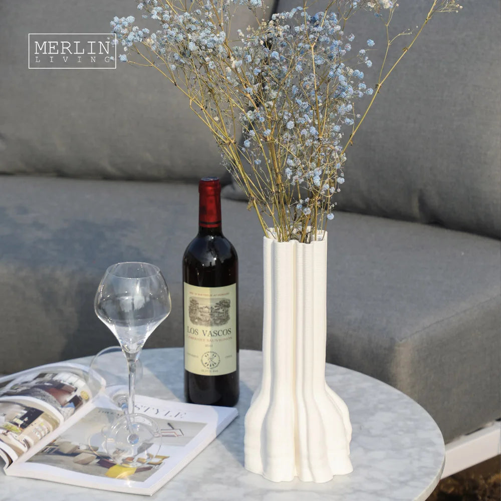 Merlin Living 3D Printing Vase Nordic Home Decor Vase Petals Bottle Mouth Ceramic Wedding Vase Chaozhou Ceramic Factory OEMODM