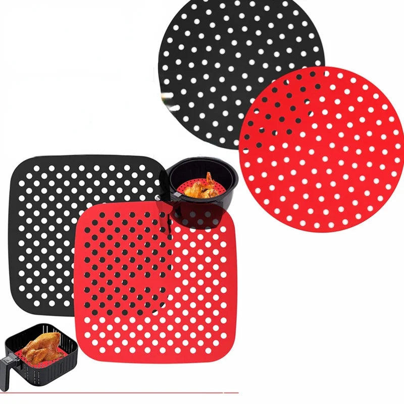 Silicone Air Fryer Liner Non-Stick Steamer Pad Air Fryer Accessory Kitchen Baking Liner Cooking Utensils Air Fryer Baking Paper