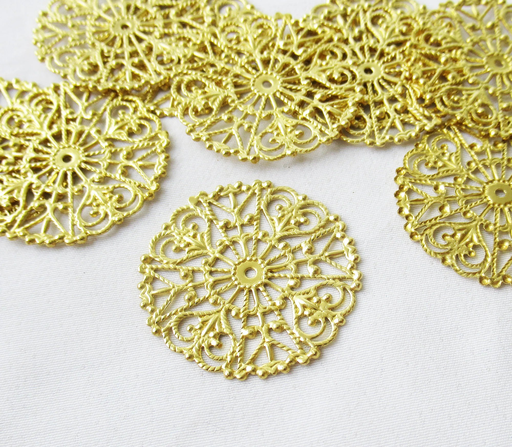 32mm Round Brass Stamping Filigree DIY Craft Findings