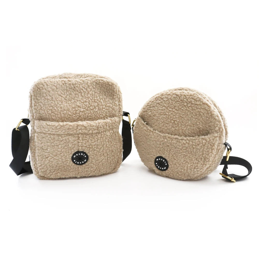 Personalized Fleece Tote Bag Round Teddy Dog Walking Bag for Walking Crossbody Shoulder Bag Pet Supplies