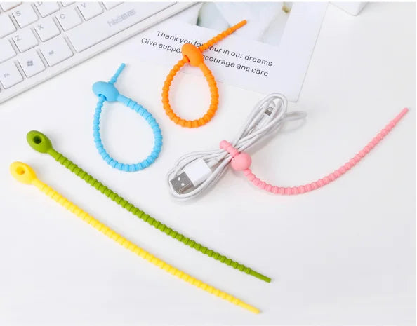 Multi Purpose Silicone Zip Ties Releasable Zip Ties in Multi Color for Home Office