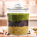 Reihey Large Glass Cylinder Fancy Canisters Set of 4 Glass Food Storage Containers Airtight Glass Storage Containers with Lids