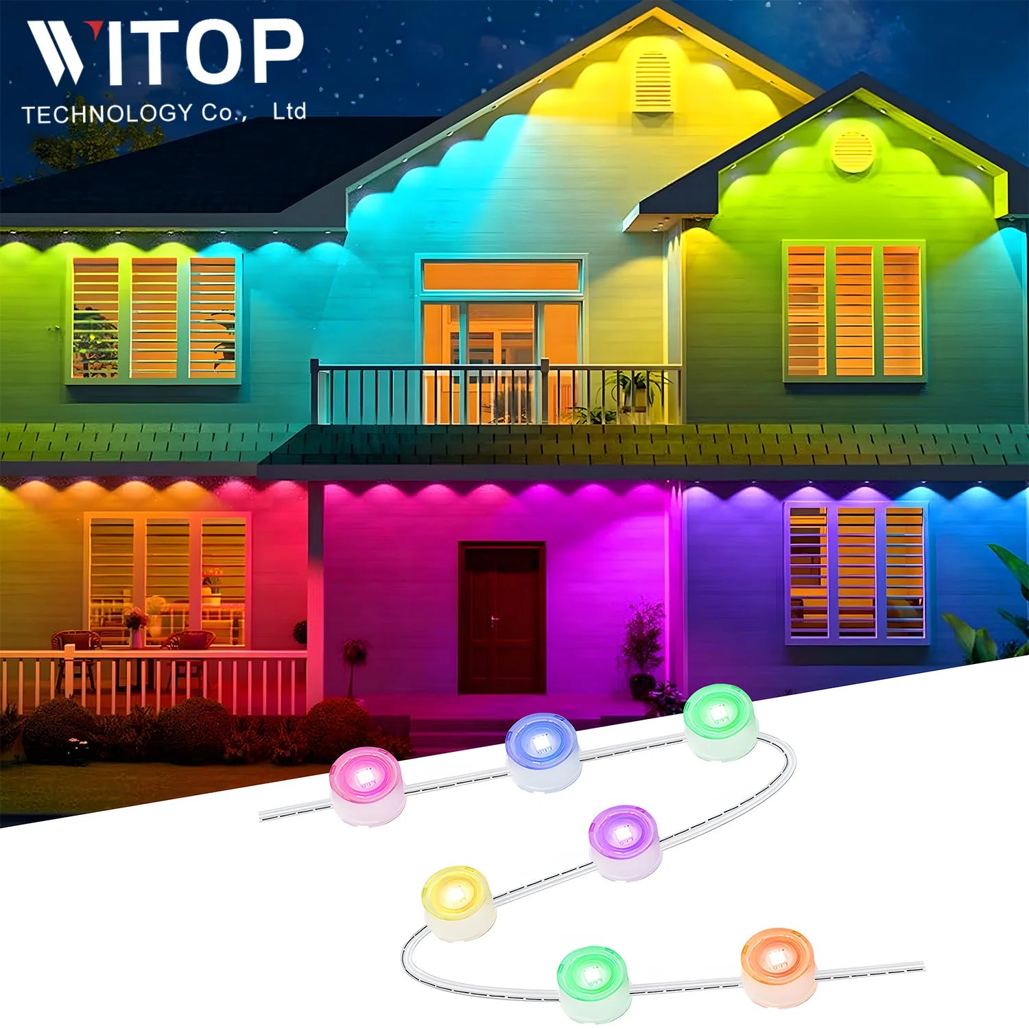 High Quality 36V Smart RGB Strip Lights 50/100/200ft Outdoor Eave Lights for Christmas Holiday Decorations Permanent Strip