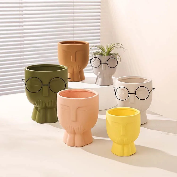 China Manufacturer Novelty Durable Dolomite Ceramic Succulent Plant Pot Flower Pot Smart Home Desktop Decor Modern Customizable