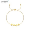 SP-LAM Letter Bead Charm Woman Stainless Steel Gold Beaded Adjustable Slider Bangle Jewelry Bracelet