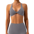 Custom Logo Gym Clothes for Women Lightweight Breathable Seamless Yoga Tank Top with Straps Low Back V-Neck Sexy Short Active