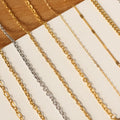 Stainless Steel 18k Gold Filled Jewelry Making Figaro Neck Chain Twisted Snake Bar Singapore Box Chain Women
