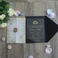 Customized Vellum Cover Wraps Acrylic Wedding Invitation with Wax Seal and Black Envelope