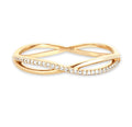 Fine Fashion 14K Yellow Gold Plated Jewelry 925 Silver Infinite Topaz Pave Zircon Rings with Rhodium Plating for Women