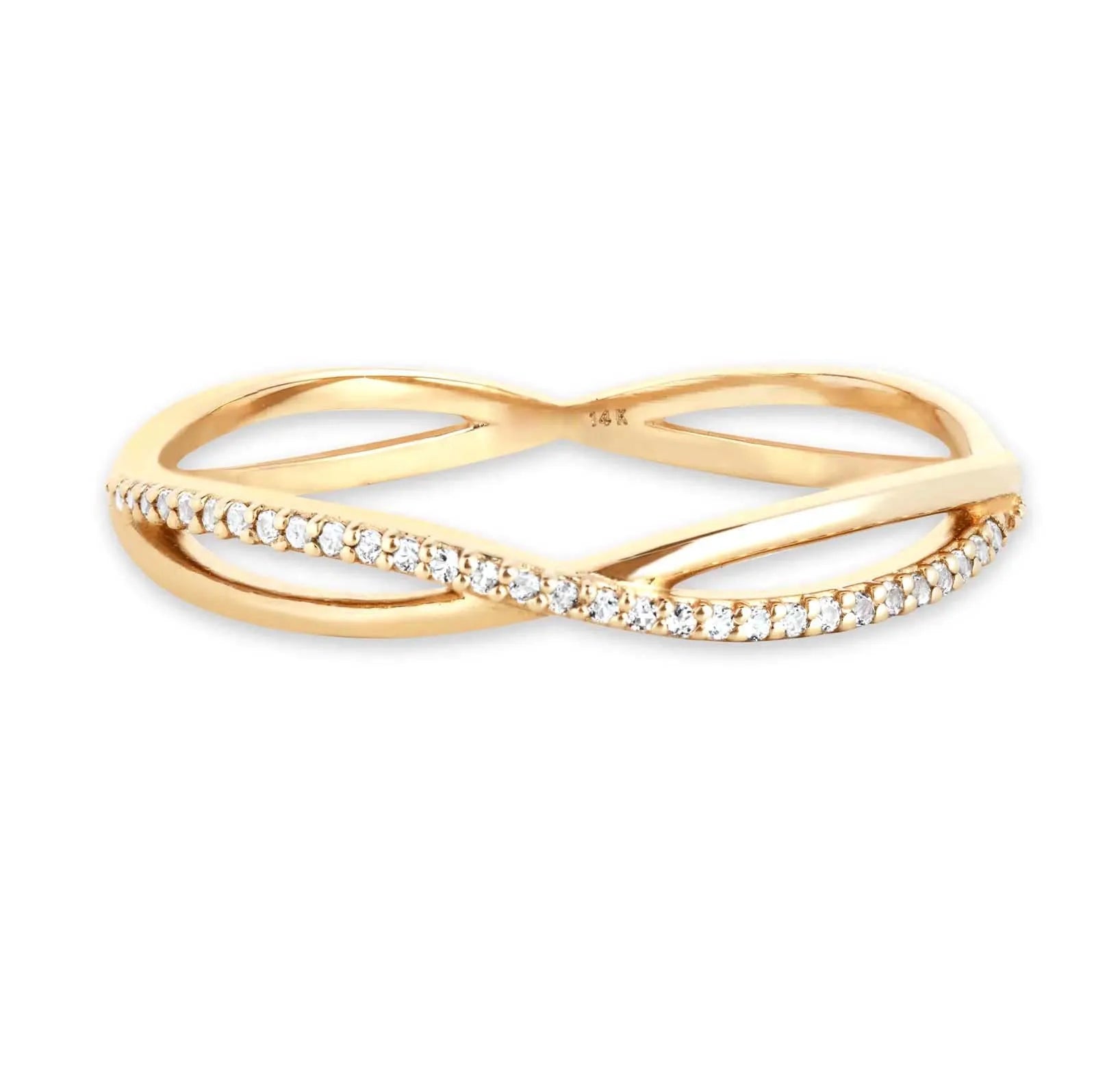 Fine Fashion 14K Yellow Gold Plated Jewelry 925 Silver Infinite Topaz Pave Zircon Rings with Rhodium Plating for Women