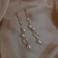 Fashion Tassel Pearl Earring Women Pearl Drop Tassel Long Earrings