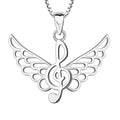 YH JEWELLERY Hot Selling High Polish Music Note Pendant Necklace 925 Sterling Silver Music Wing Necklace