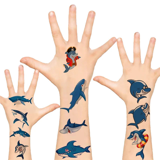 Shark Theme Cartoon Custom Temporary Waterproof Tattoo for Children Body Arms Legs Tattoo Stickers