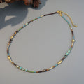 Retro Niche Design Color Stainless Steel Natrual Beads Women's Rice Beads Boho Style Necklace