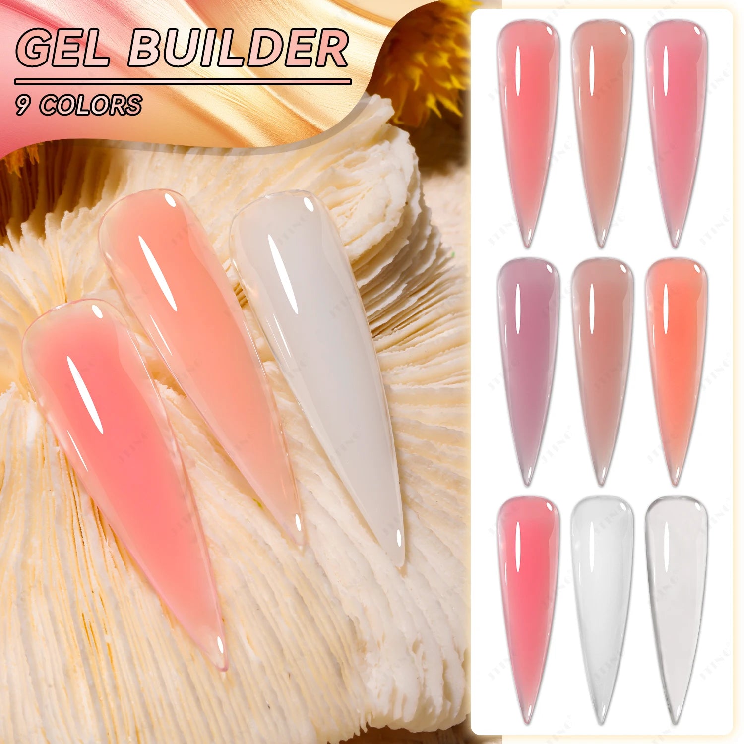 JTING High Viscosity 9Colors Long Lasting Gel Builder No Yellow Painless Nail Extension Hema Free Construction Gel Nail Polish