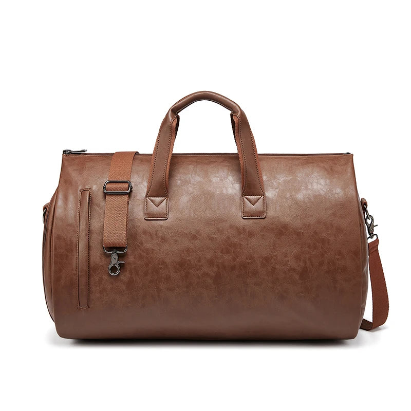 Factory Wholesale Outdoor PU Leather Luggage Travel Bag Business Suit Bag Men Duffel Travelling Bag