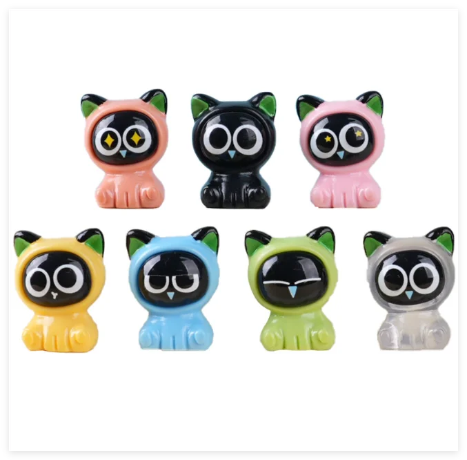 Promotion Lot of Tiny Doll House Mini Resin Crafts Cute Ornaments for Kids Mini Big Black Cat & Animal Figurines for Bath Toys MegaBDM