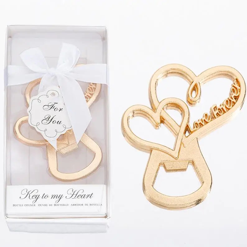 Heart Love Forever Bottle Openers for Wedding Favors to Guests Bridal Shower Party Gifts Souvenirs Decorations with Gift Box