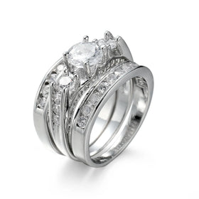 G2698 Wholesale Anillos De Mujer Para Hombre Valentines 3Pcs Zircon Wedding Ring Set for Women Men Couples Fashion Jewelry Rings