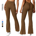 Custom Women Outdoor High Waist Gym Fitness Tights Pants Scrunch Butt Hip Lift Ladies V Shape Back Yoga Athletic Leggings Pants