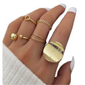 New Trendy Punk Gold Plated Geometric Rings Sets Fashion Crystal Heart Knuckle Finger Rings Vintage Luxury Jewelry Set