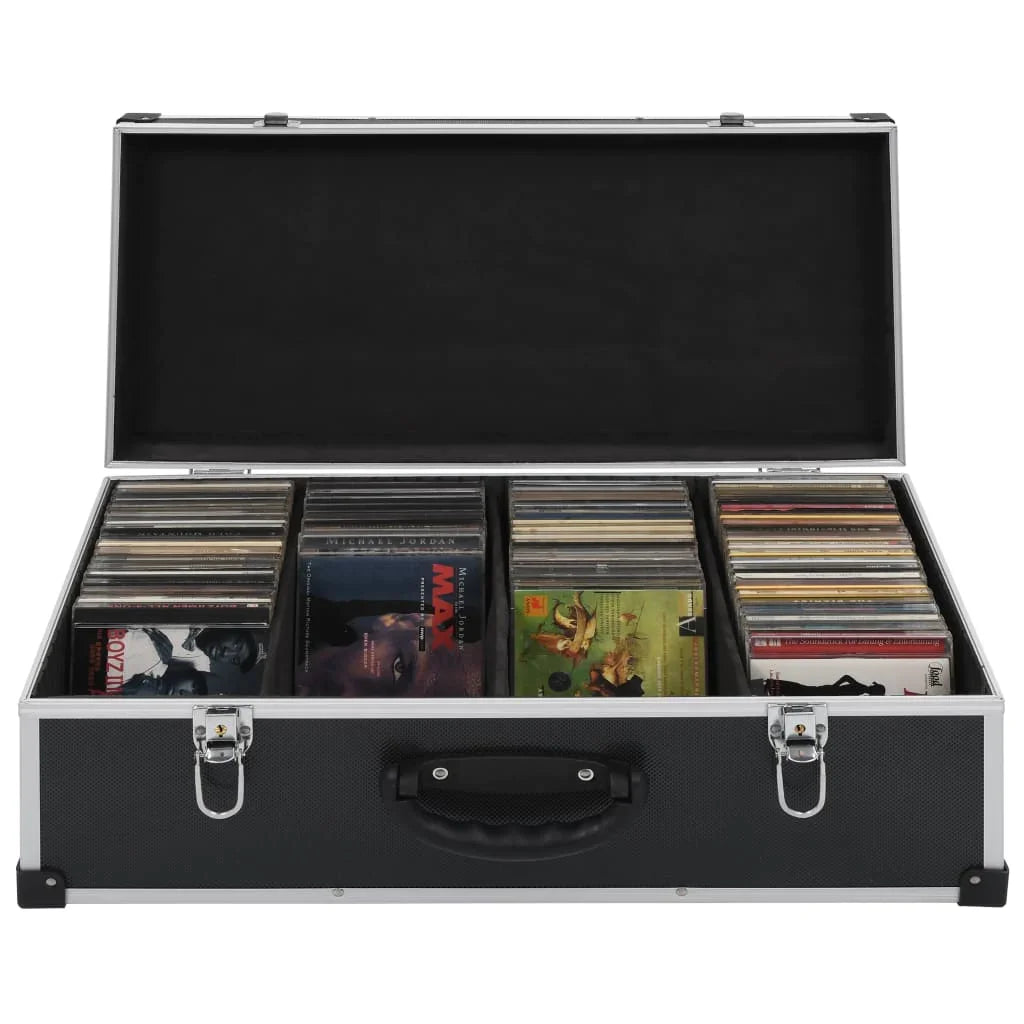 Aluminium ABS Storage Case CD Case Record Storage Box Portable Flight Case for 80 CDs