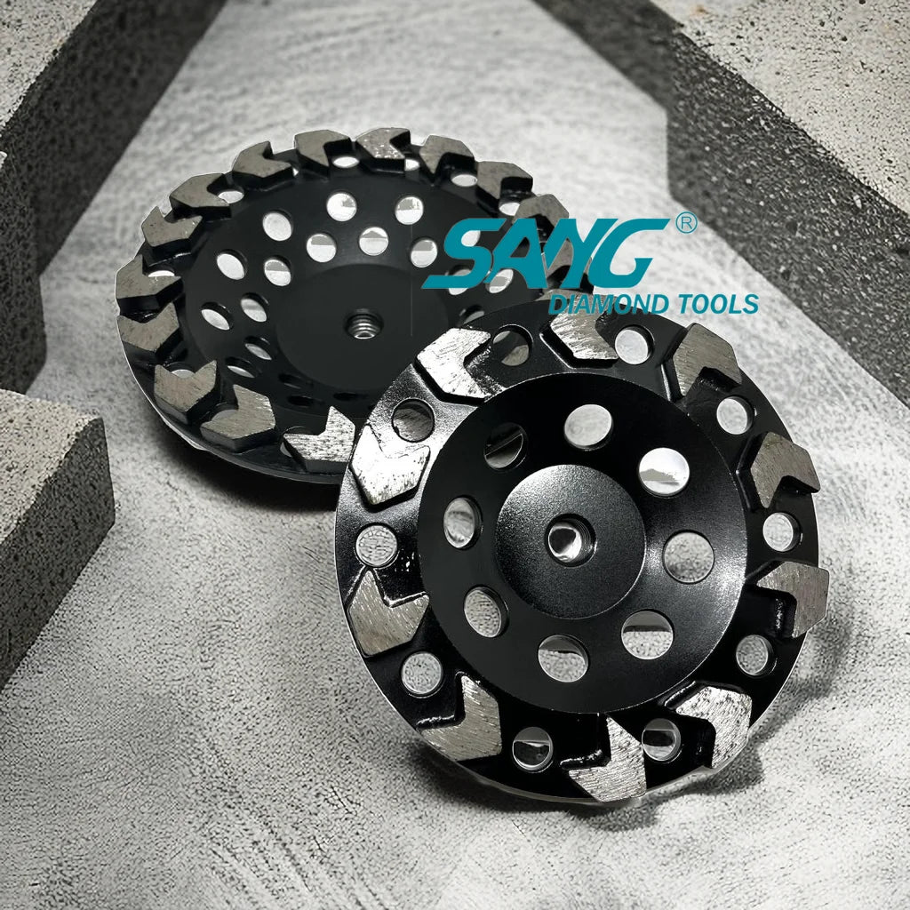 7" 180mm Arrow Segments Diamond Grinding Cup Wheel Sabrasive Disc for Fast Grinding Concrete Floor Terrazzo Angle Grinder