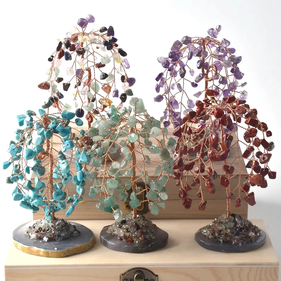 Natural Stone Gemstone Crystal Crafts Rose Quartz Jewel Trees Amethyst Crystal Tree Souvenirs