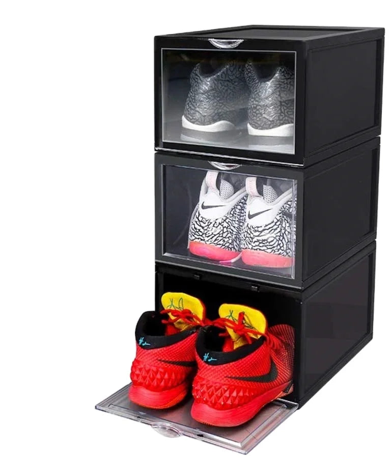 Home Storage Wholesale Stackable Multi-function Flip Clear Container Transparent Drawer Case Plastic Storage Boxes for Shoes