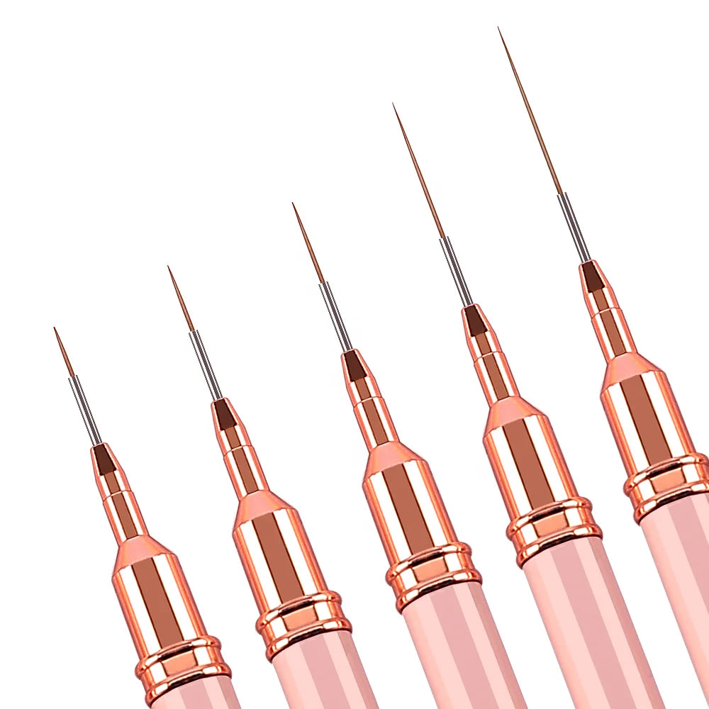 5Pcs/Set Nail Art Liner Brushes Painting Nail Design Pen 9/11/15/25mm Drawing Tool for Long Lines Details Manicure Pen
