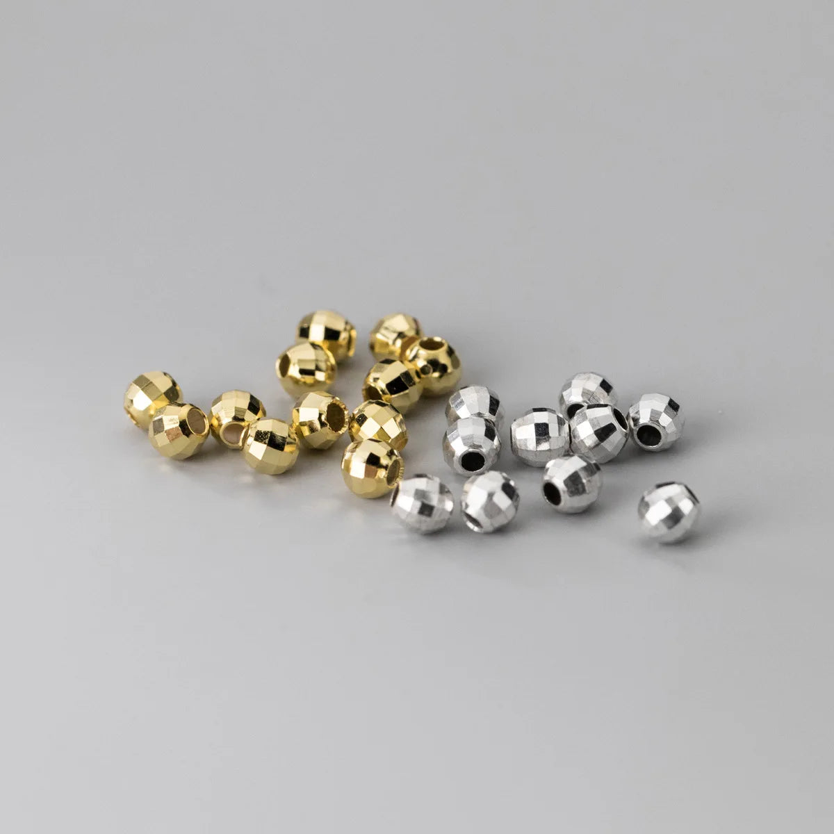 Fashion Multi Cut Beads 925 Sterling Silver 3-5mm for Bracelet Making Gold Vermeil Beads