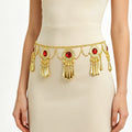Bohemian Body Jewelry Antique Gold Tassel Charms Pendant Long Chain Retro Summer Beach Belly Waist Belt Chain Women