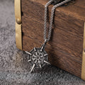 Custom Vintage Men's Viking Jewelry Stainless Steel Compass Silver Pendant Vegvisir Necklace for Man