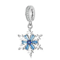 New 925 Sterling Silver Frozen Flower of Ice and Snow Blue CZ Charms for Original Women Christmas Bracelet Fine Jewelry Making
