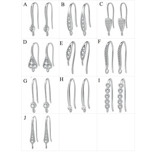 0.6mm Earring Hook Ear Wires S925 Sterling Silver Earring Hooks with Zircon 18K Gold Plated Ear Wires for DIY Jewelry Making