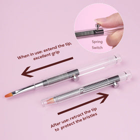 Gradient DIY Nail Beauty Painting Line Pen Set 100% Kolinsky Hair Retractable Spring Nail Art Brush With Patented