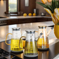 Household Kitchen Large Capacity Leak-proof Olive Oil Glass Dispenser High Borosilicate Stainless Steel Lid clear Oil Bottle