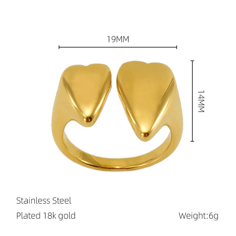 Customizable 18K Gold Plated Stainless Steel Adjustable Women's Ring Classic Versatile Titanium Steel Ring Jewelry
