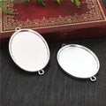 Fits 30x40mm Cabochon Blank Base Pendant Bezel Trays With 2 Holes Connector for DIY Jewelry Making Findings