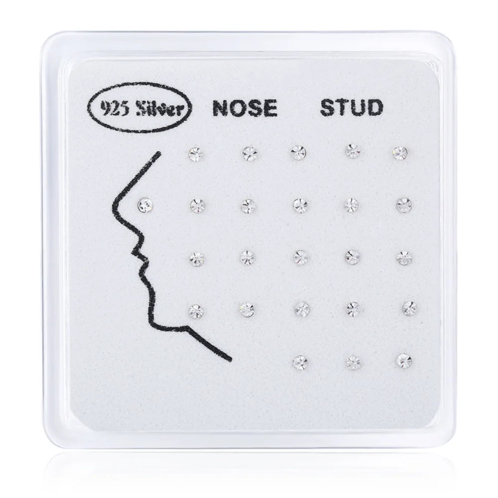 925 Silver Rhinestone Piercing Jewelry Nose Studs
