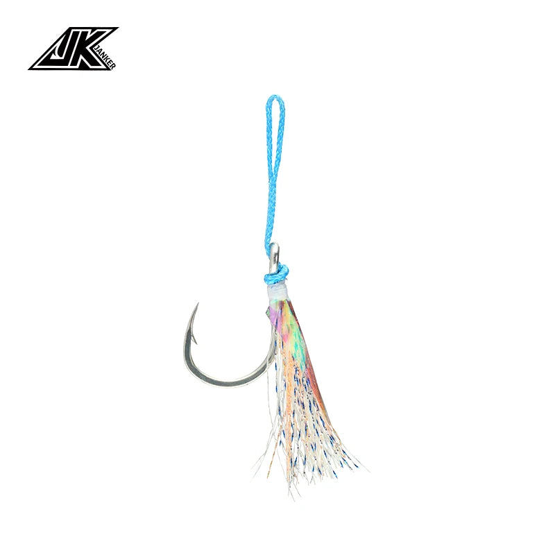 JK 4X Luminous Feather Fishing Hooks Stainless Steel Large Fishing Hooks Sea Fishing Hooks Mata Kail Memancing Laut