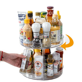 1/2/3 Tier Transparent PET Plastic Standing Lazy Susan Kitchen Spice Rack Makeup Storage 360 Degree Turntable Rotating