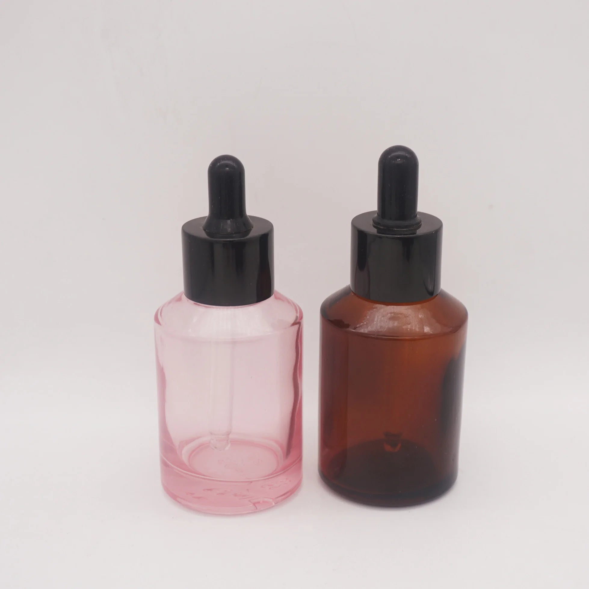 Oblique Shoulder 30ml Rose Gold Dropper Bottle with Wooden Lid