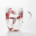Modern Dried Flowers Double Wall Glass Tumbler Mug Insulated Heat Resistant Eco-Friendly Customized Capacity for Valentine's Day