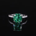 AR053 Modern Jewelry 9*9mm Cushion Cut Paraiba Green CZ Moissanite Diamond Rhodium Plated Crushed Ice Sterling Silver Ring