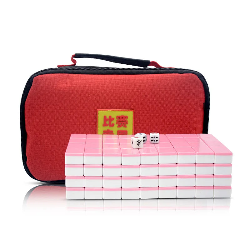 Hot Sale JIAYI JY-PR02 30mm Mini Portable Acrylic Mahjong Set Solid Wood Table Pink/Blue Custom Home Poker Family Outdoor Travel
