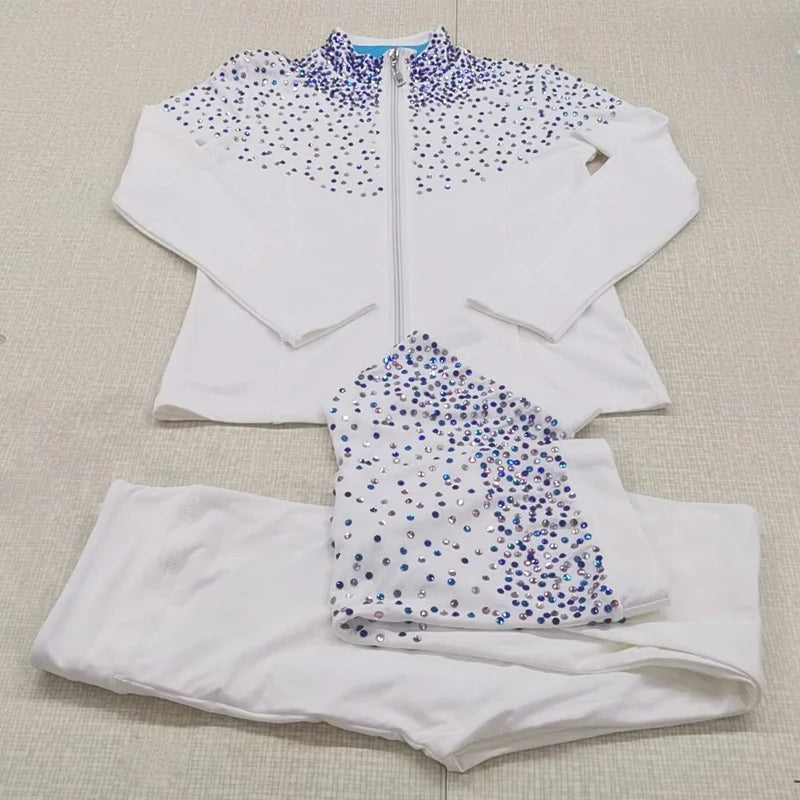 4 Ways Stretch Fleece Skate Professional Skating Tracksuit Warm up Jacket and Pant